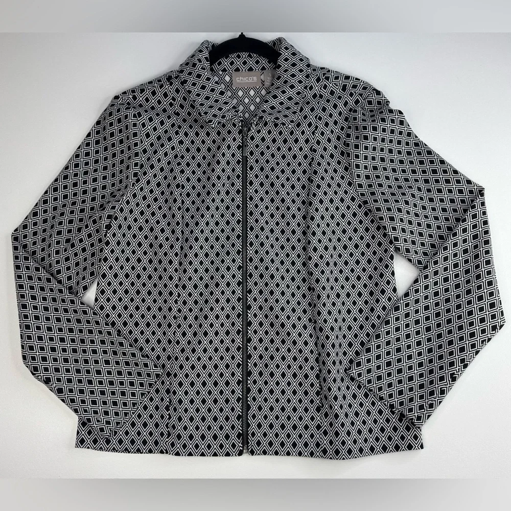 Chico's Perfect Stretch Jacquard Geometric Jacket Chico’s 1 Us 8